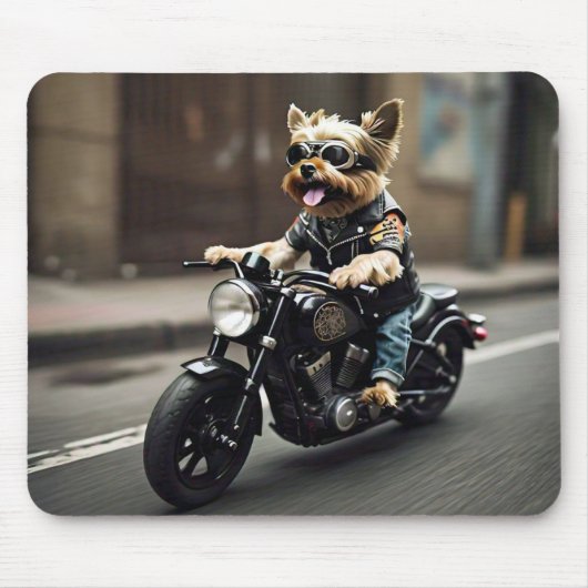 Spaß Yorkie Riding a Motorrad Mouse Pad Mousepad (Vorne)
