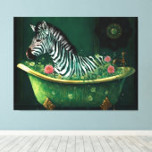 Spaß Zebra in einer Badewanne Leinwanddruck (Insitu (Holzboden))