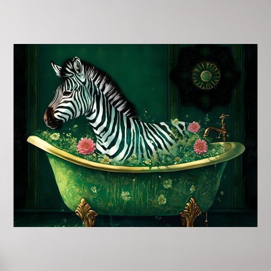 Spaß Zebra in einer Badewanne Poster (Vorne)