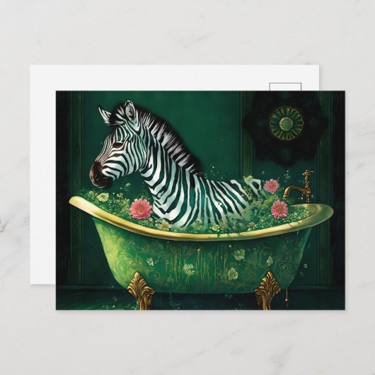 Spaß Zebra in einer Badewanne Postkarte (Vorne/Hinten)