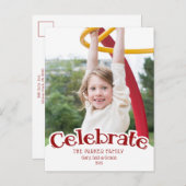 Spaß zelebrieren benutzerdefinierter Text-Fotovorl Postkarte (Vorne/Hinten)