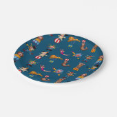 Spaß-Zirkus-Party fungiert Cartoon-Muster-Blau Pappteller (Schrägansicht)