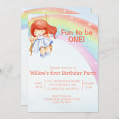 Spaß zu einer Rainbow-Einladung zum ersten Geburts Einladung (Vorne/Hinten)