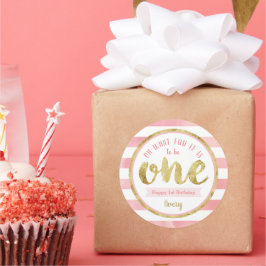 Spaß zu einer rosa und goldenen Geburtstagsparty Runder Aufkleber