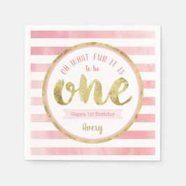 Spaß zu einer rosa und goldenen Geburtstagsparty Serviette