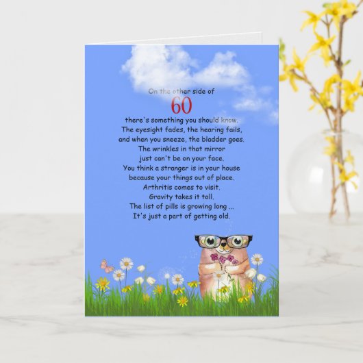 Spaß zum 60. Lebensjahr Karte (Gelbe Blume)