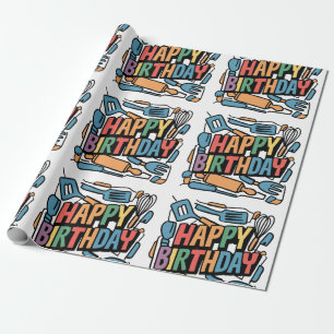 Spaß zum Geburtstag für Köche Abstrakt Geschenkpapier