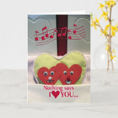 Spaß zum Jahrestag - Zwei Herzen im Bett Karte (Gelbe Blume)