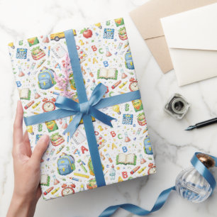 Spaß zum Schulbeginn – Wasserfarbmuster für Kinder Geschenkpapier