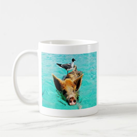 Spaß zusammen staniel Cayschwimmenschwein-Seemöwe Kaffeetasse (Links)