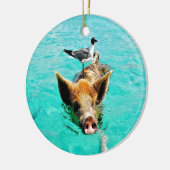 Spaß zusammen staniel Cayschwimmenschwein-Seemöwe Keramikornament (Links)