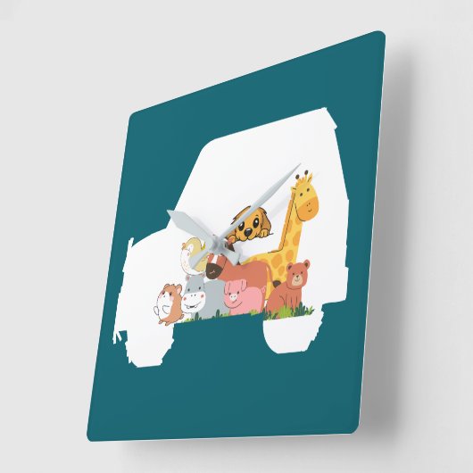 Spaßauto Quadratische Wanduhr (Winkel)