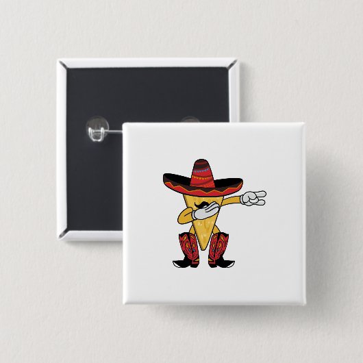 Spaßbetupfender Nacho Cinco De Mayo Taco-Chip Button (Vorne & Hinten)