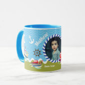 Spaßboote Foto Grün Blau Tasse (Vorderseite Links)