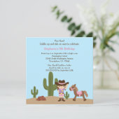 Spaßcowgirl-Westernmädchen-Geburtstags-Party Einladung (Stehend Vorderseite)