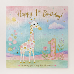 Spaßhafte Giraffe zum ersten Geburtstag Wunder Puzzle