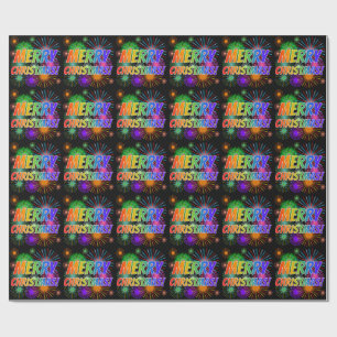 Spaßig, bunt, Regenbogenspektrum "FROHES WEIHNACHT Geschenkpapier