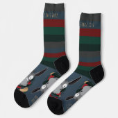 Spaßig Fröhlich + Helligkeit anpassbarer Esel Blau Socken (Linkes Detail)