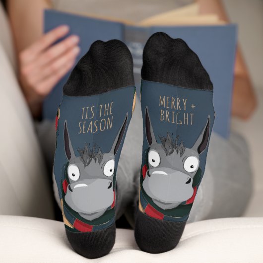 Spaßig Fröhlich + Helligkeit anpassbarer Esel Blau Socken (Unterseite)