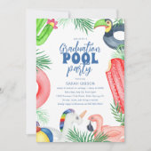 Spaßige Abschlussfeier am Pool Einladung (Vorderseite)