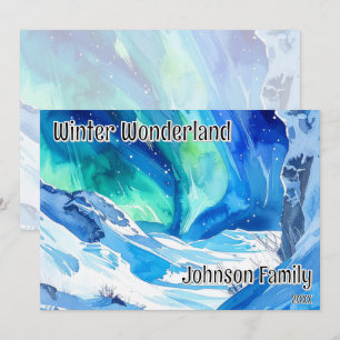 Spaßige Aquarell-Abstrakt-Schönheit des Winters in Feiertagskarte