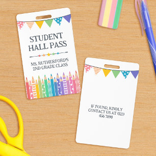 Spaßige bunte Stifte Schüler Hallenpass Ausweis