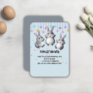 Spaßige Bunte Süße Hüpfer Hase Baby Shower Begleitkarte