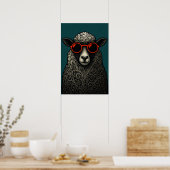 Spaßige Coole Locken-Schafe Poster (Küche)