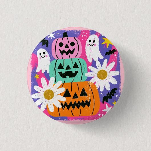 Spaßige Farben Halloween-Geschenk Button (Vorderseite)