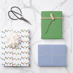 Spaßige farbenfrohe festliche Party-Lichterkette M Geschenkpapier Set