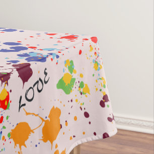 Spaßige Farbkleckse Farbige Frühlingsliebe Tischdecke