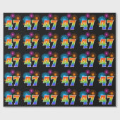 Spaßige Feuerwerk + Regenbogenmuster "47" Ereignis Geschenkpapier (Flach)