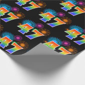 Spaßige Feuerwerk + Regenbogenmuster "47" Ereignis Geschenkpapier (Ecke)