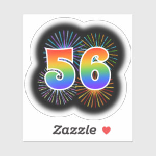 Spaßige Feuerwerk + Regenbogenmuster "56" Veransta Aufkleber