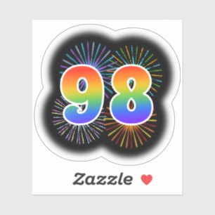 Spaßige Feuerwerk + Regenbogenmuster "98" Veransta Aufkleber
