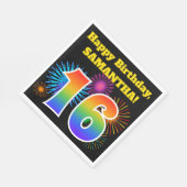 Spaßige Feuerwerke + Regenbogen-Muster "16" Geburt Serviette (Ecke)