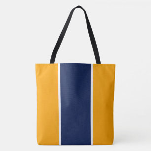 Spaßige gelbe orangefarbene navyblaue weiße vertik tasche