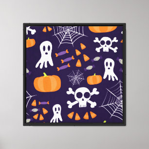 Spaßige gruselige Halloween-Figuren Leinwanddruck
