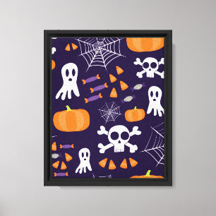 Spaßige gruselige Halloween-Figuren Leinwanddruck