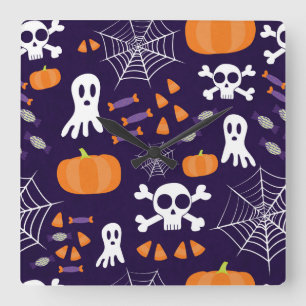 Spaßige gruselige Halloween-Figuren Quadratische Wanduhr