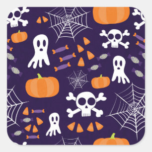 Spaßige gruselige Halloween-Figuren Quadratischer Aufkleber