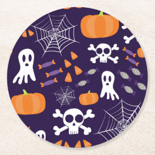 Spaßige gruselige Halloween-Figuren Runder Pappuntersetzer