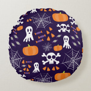 Spaßige gruselige Halloween-Figuren Rundes Kissen
