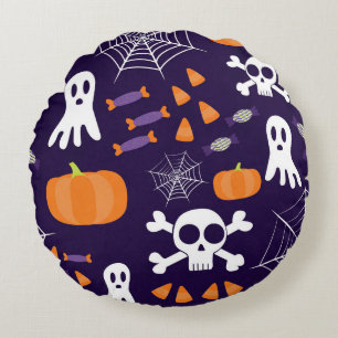 Spaßige gruselige Halloween-Figuren Rundes Kissen