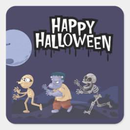 Spaßige Halloween Kobolde Süßigkeiten-oder-Saures  Quadratischer Aufkleber
