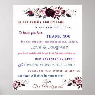 Spaßige Hochzeit Danke Rot Rosa Rosen Poster