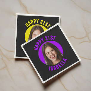 Spaßige individuelle süße Gesichtsfoto Froher 21.  Serviette