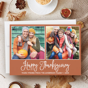 Spaßige Kalligrafie Terrakotta 2 Foto Thanksgiving Feiertagskarte