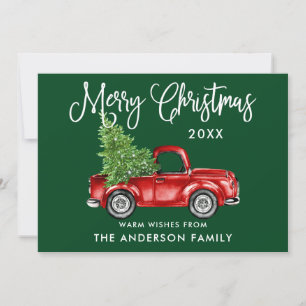 Spaßige Kalligrafie Vintage-LKW Baum Weihnachten G