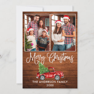Spaßige Kalligrafie Weihnachten Holz Roter LKW 2 F